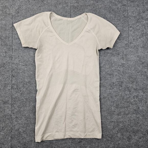 Lululemon Swiftly Tech Shirt Womens 4 White V Neck Short Sleeve Athletic Gym - Picture 1 of 5